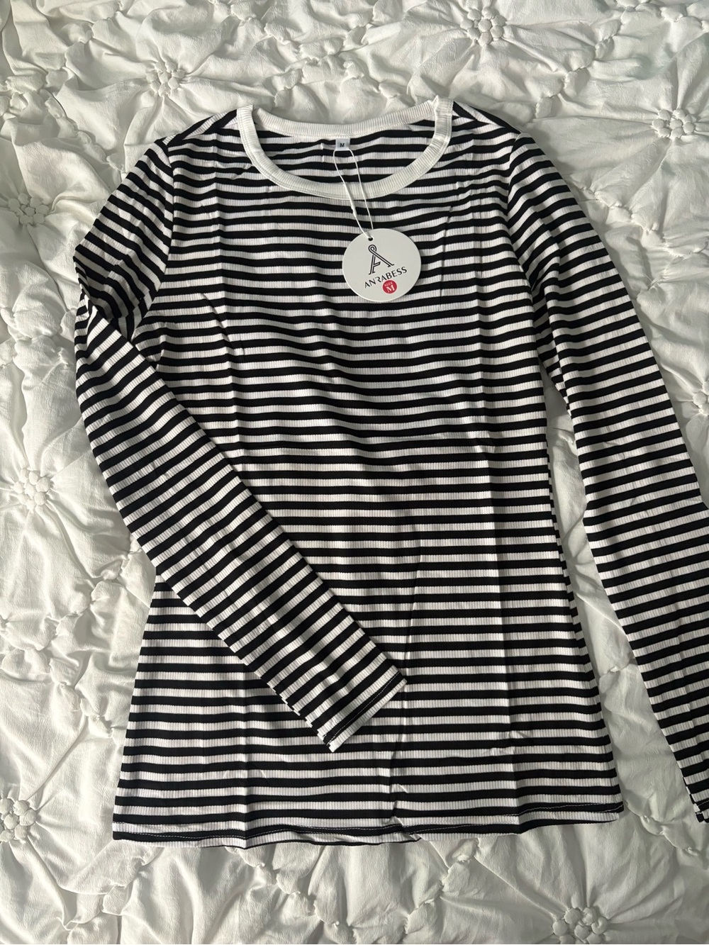 Black & White Striped Long Sleeve Top
